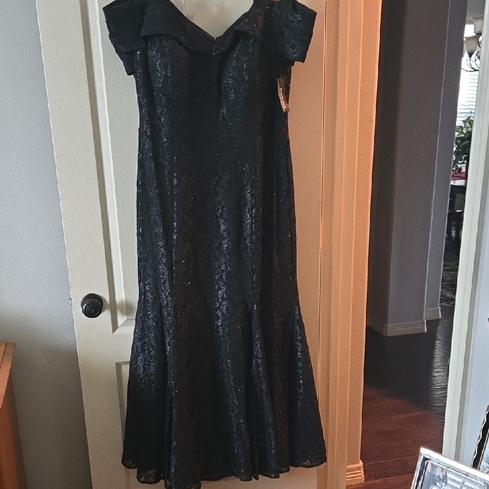 R & M Richards Black Lace Maxi Dress